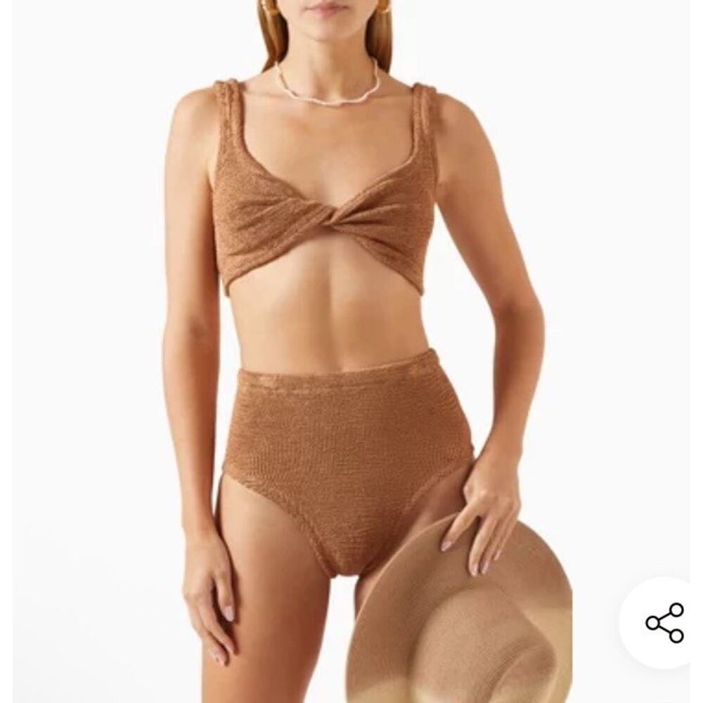 Hunza G Jamie Bikini Set Metallic Cocoa One Size NWT